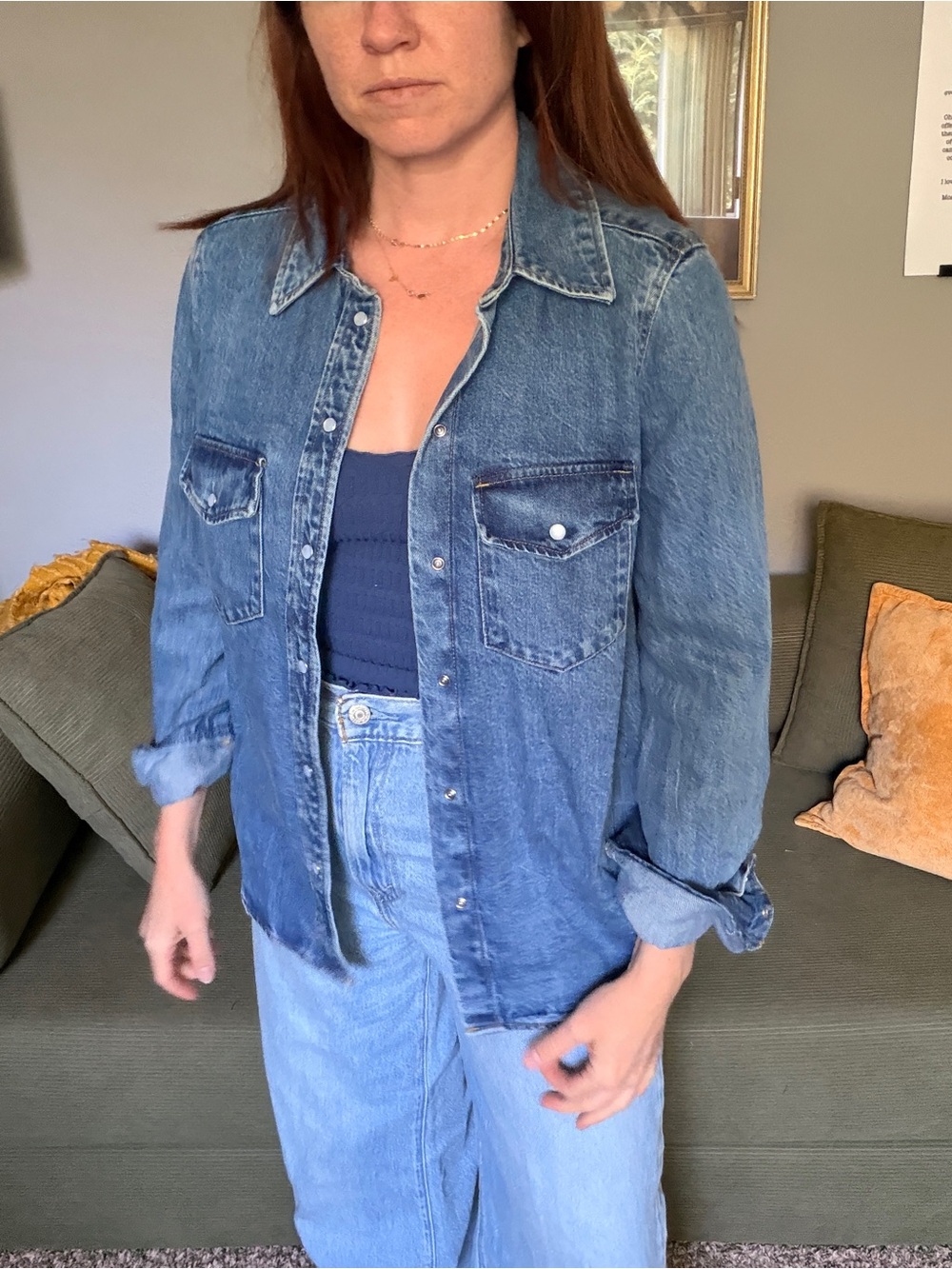 H&M Blue Denim Button-Down Shirt